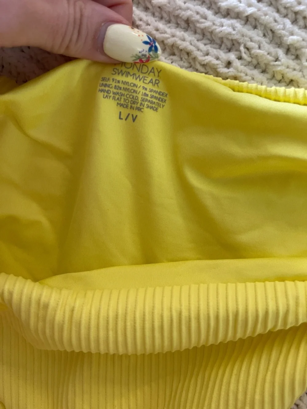 Monday Swimwear Yellow Ribbed Low-Rise Bikini Bottom NWT